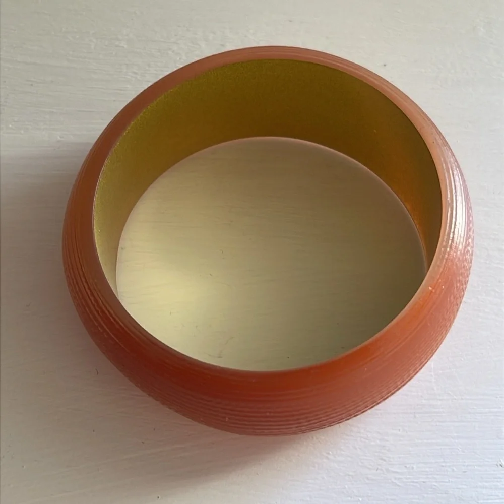 Vintage Style Textured Orange Lucite Chunky Statement Bangle - Picture 5 of 8